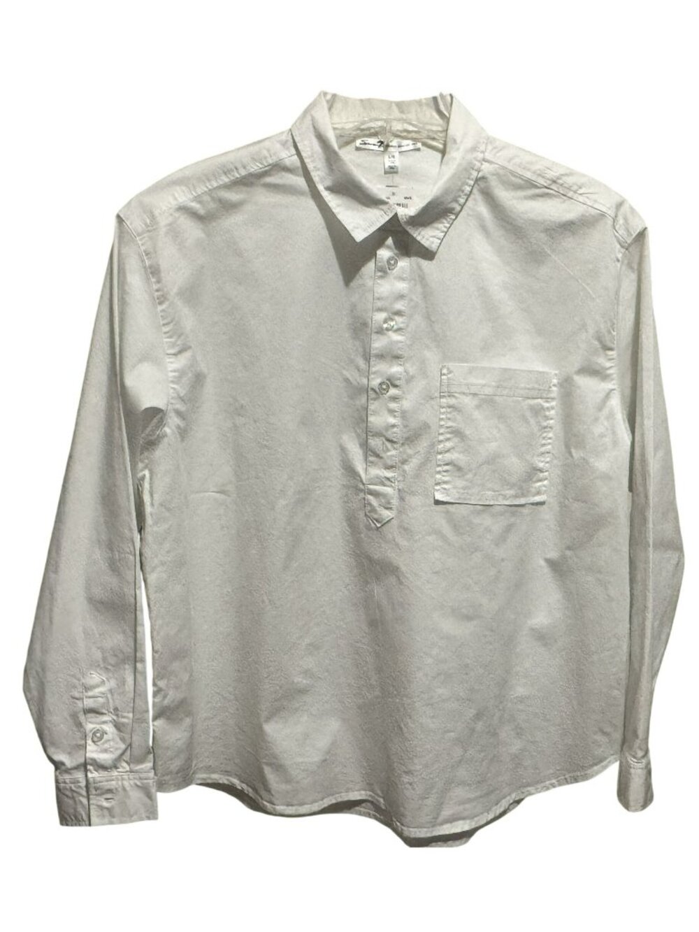 Seven7 Limited Edition White Poplin Stretch Henley Shirt Sz L Relaxed Fit NEW